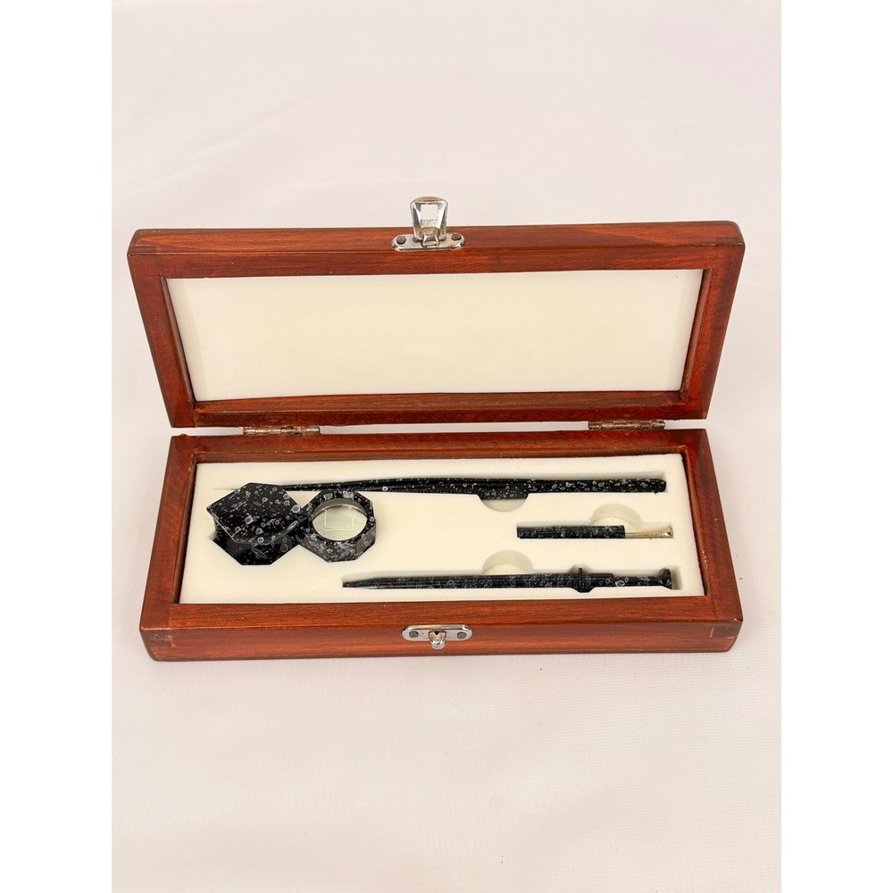Professional Jewelry Tool Set Gemstone Inspection Kit with Wooden Case Loupe